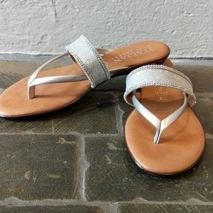 Silver and tan sandals
